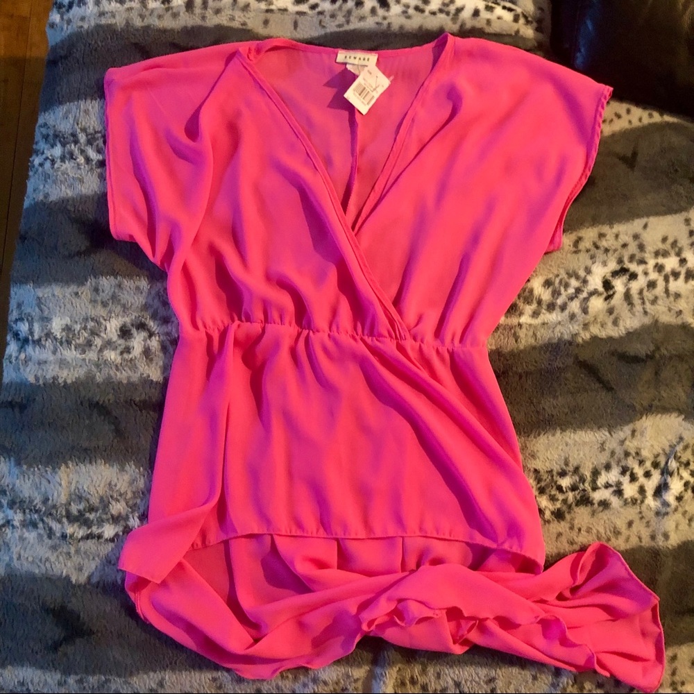 Bright Pink High Low Blouse
